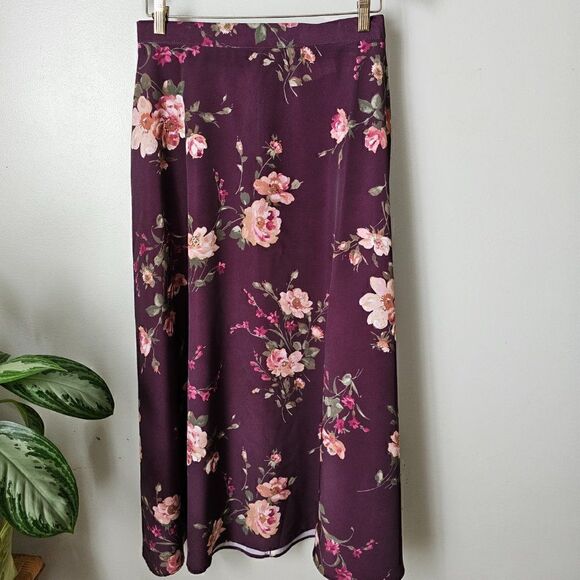 EUC LIKE NEW BEDFORD FAIR LIFESTYLES PURPLE FLORAL FULL MAXI SKIRT SIZE 14 / M/L - Picture 6 of 11